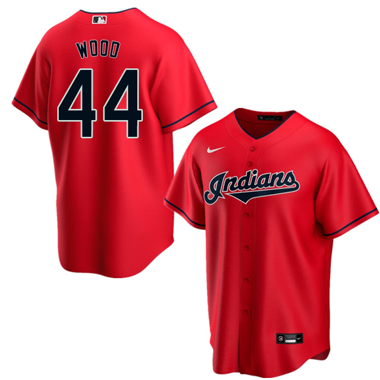 Nike Men #44 Hunter Wood Cleveland Indians Baseball Jerseys Sale-Red